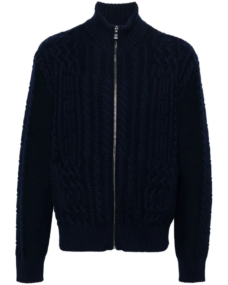 Versace Cardigan mit Zopfmuster Blau