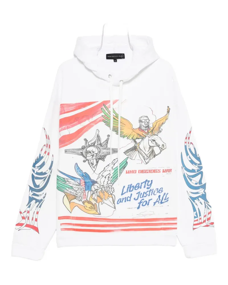 WHO DECIDES WAR Liberty graphic-print hoodie - Weiß Weiß