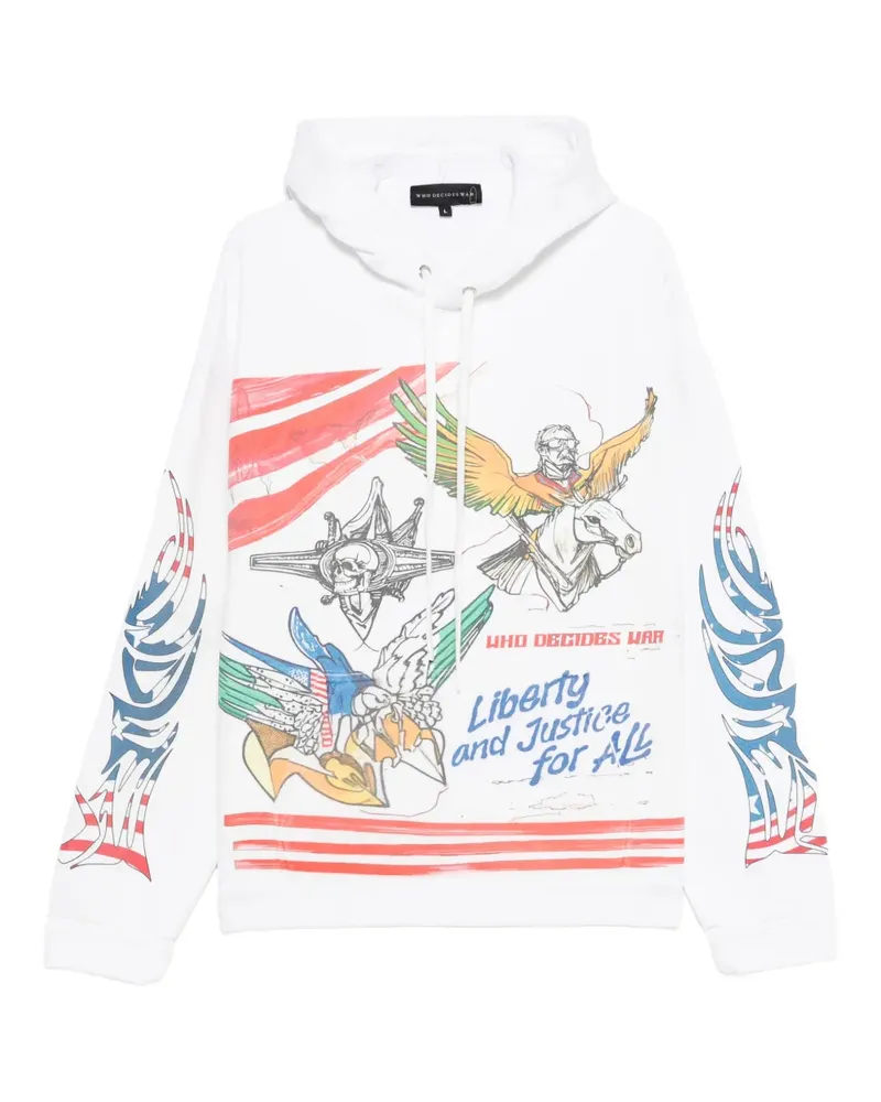 WHO DECIDES WAR Liberty graphic-print hoodie - Weiß Weiß