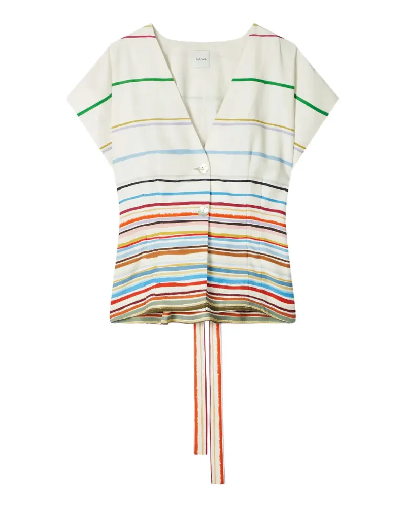 Paul Smith signature-stripe tie-waist top - Nude Nude