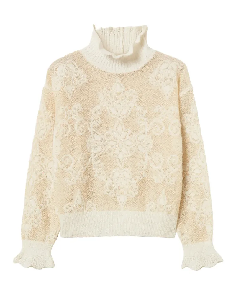Twin-Set jacquard alpaca-blend sweater - Nude Nude