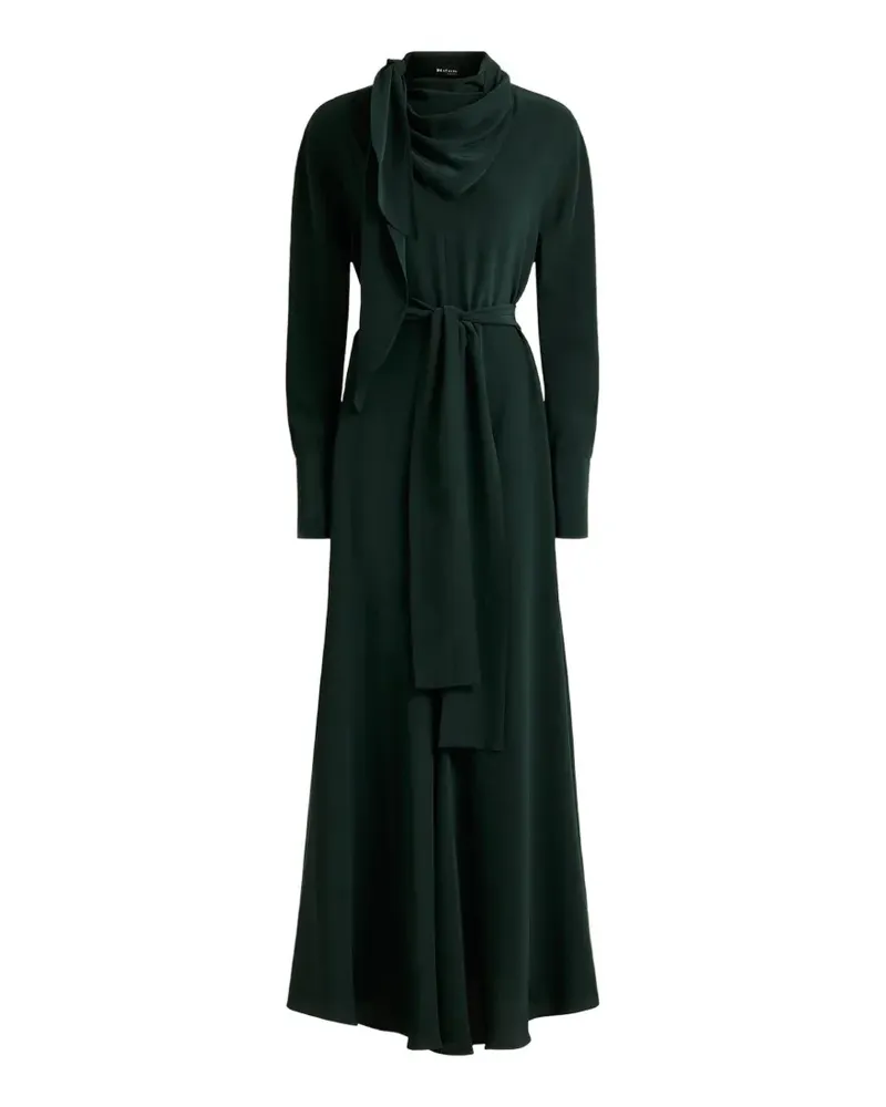 Kiton Maxikleid mit drapiertem Ausschnitt mit Gürtel - Grün Grün