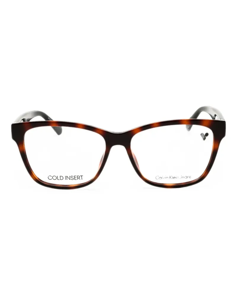 Calvin Klein Eckige Brille in Schildpattoptik - Braun Braun