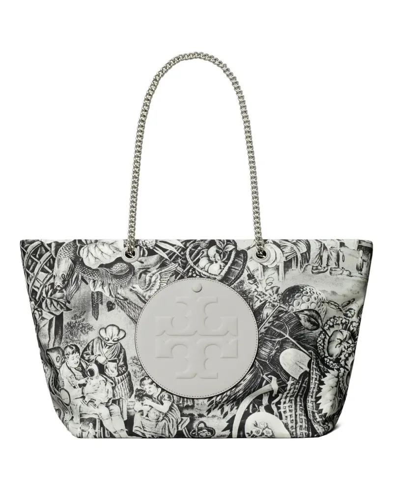 Tory Burch Große Ella Tote Bag mit Ketten-Print - Grau Grau