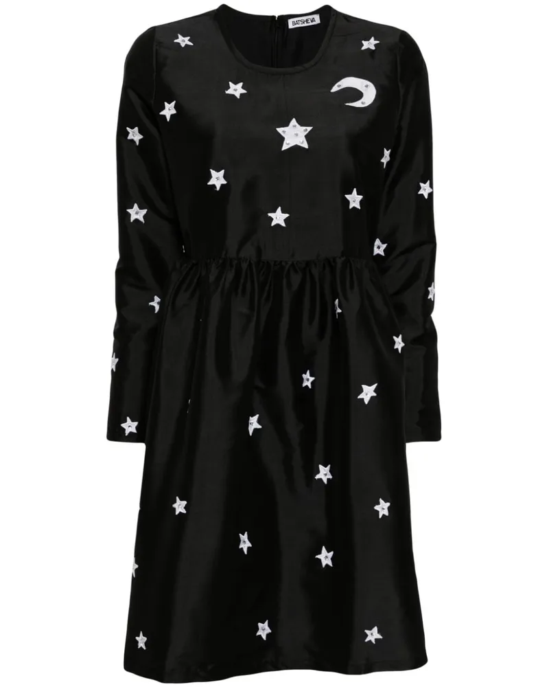 BATSHEVA Luna Minikleid mit Sternstickerei - Schwarz Schwarz