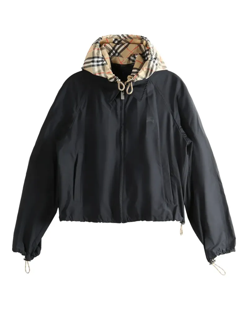 Burberry check-hood cropped jacket - Schwarz Schwarz