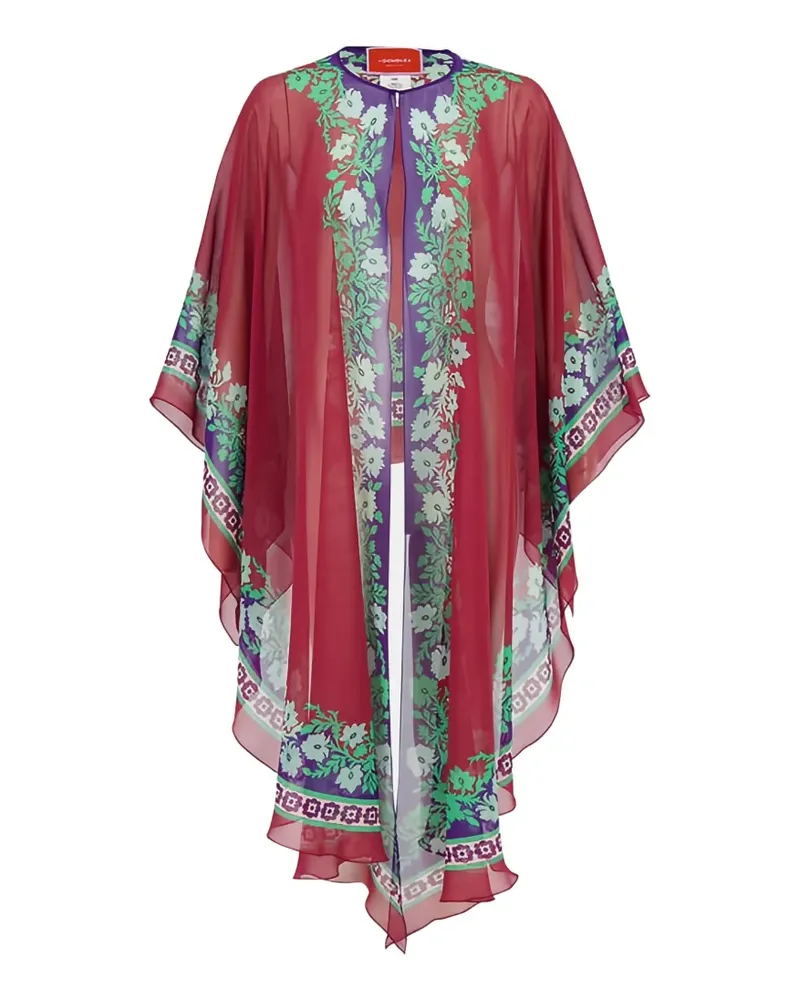 La DoubleJ Maria Cape mit Blumen-Print - Rot Rot
