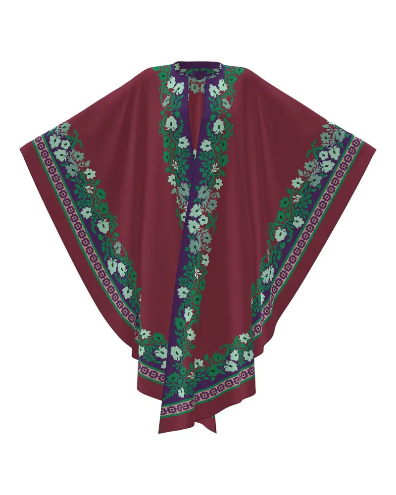 La DoubleJ Maria Cape mit Blumen-Print - Rot Rot