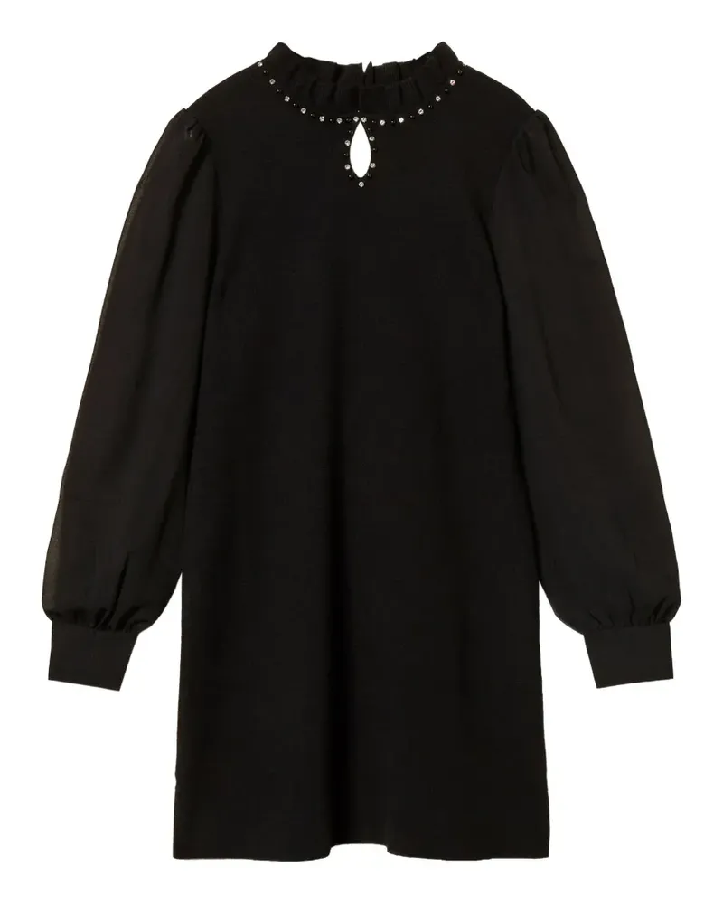 Twin-Set Kurzes Strickkleid mit Rüschen - Schwarz Schwarz
