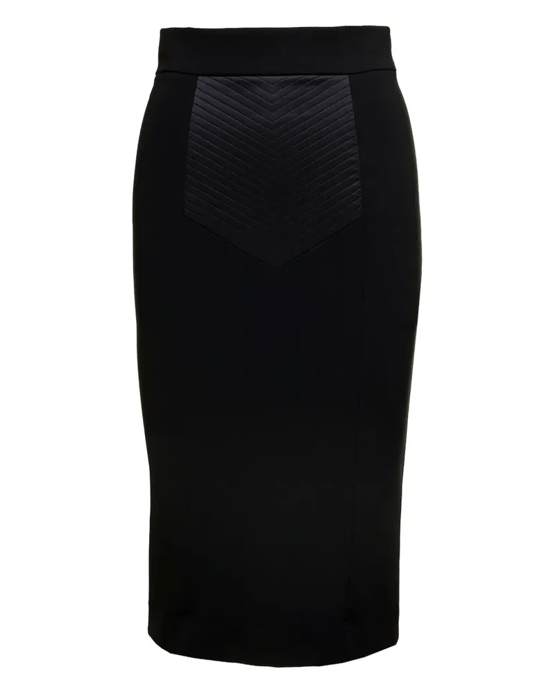 Dolce & Gabbana Bleistift-Midirock mit Chevron-Einsatz - Schwarz Schwarz