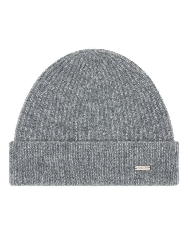 Tom Ford Mütze mit Logo-Schild - Grau Grau