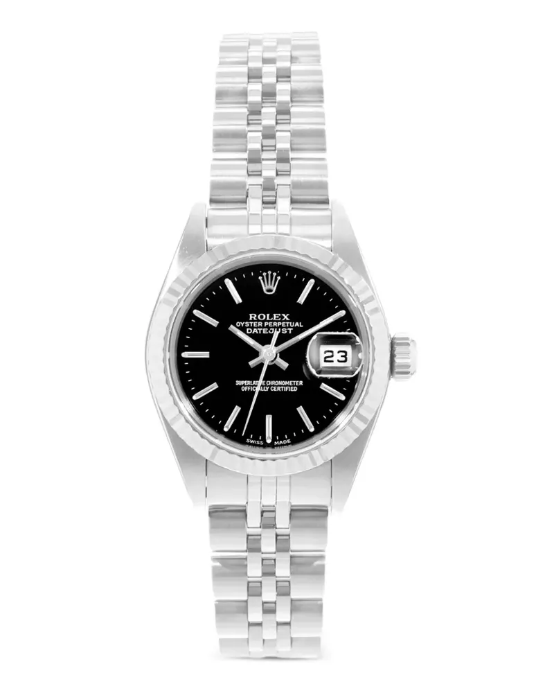 Rolex Datejust Armbanduhr mit geriffelter Lünette 26mm - Schwarz Schwarz