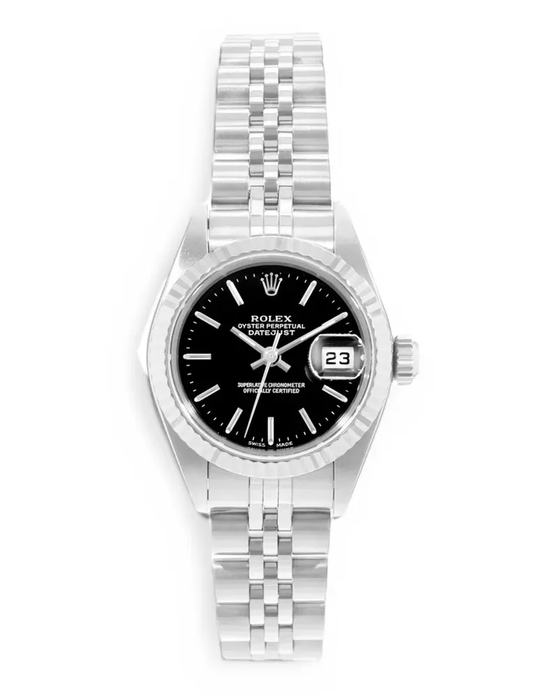 Rolex Datejust Armbanduhr mit geriffelter Lünette 26mm - Schwarz Schwarz