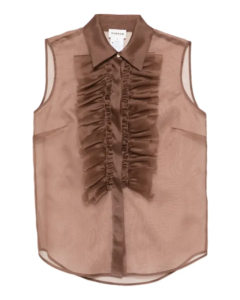 P.A.R.O.S.H. P.A.R.O H. Shake Bluse mit Rüschenkragen - Braun Braun