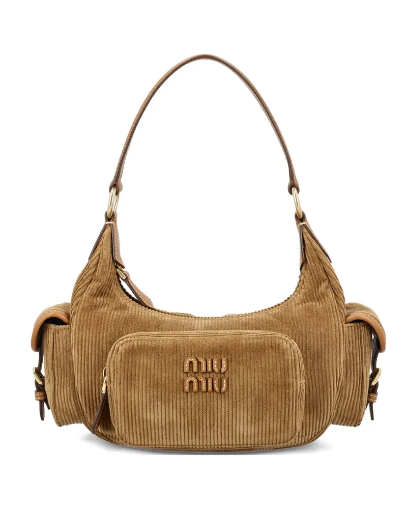 Miu Miu Pocket Schultertasche aus Cord - Braun Braun