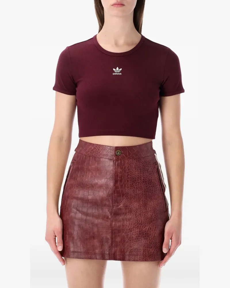 adidas Geripptes Cropped-Top - Rot Rot