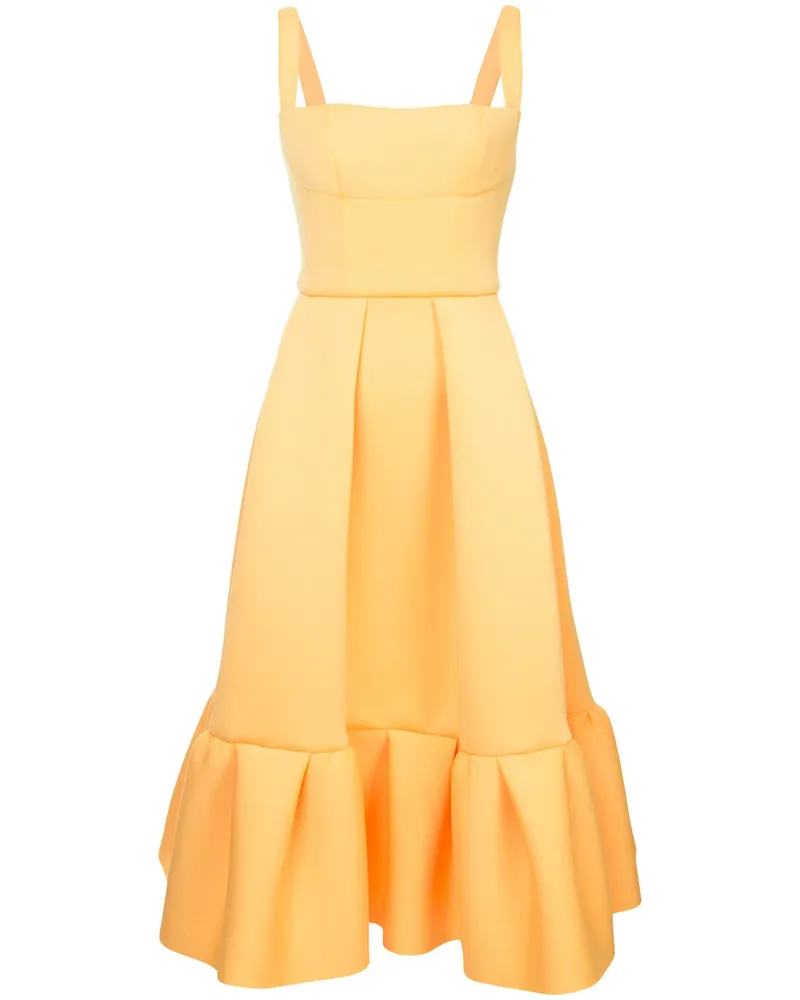 Rachel Gilbert Midikleid mit Volants - Gelb Gelb