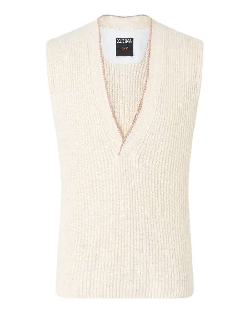 Ermenegildo Zegna Poloshirt mit V-Ausschnitt - Nude Nude
