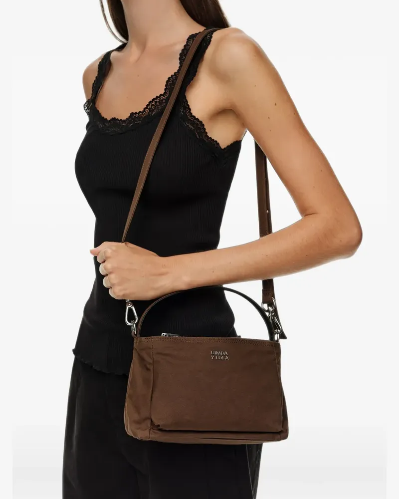 BIMBA Y LOLA Mini-Tasche aus Baumwolle in dunklem Khaki - Braun Braun
