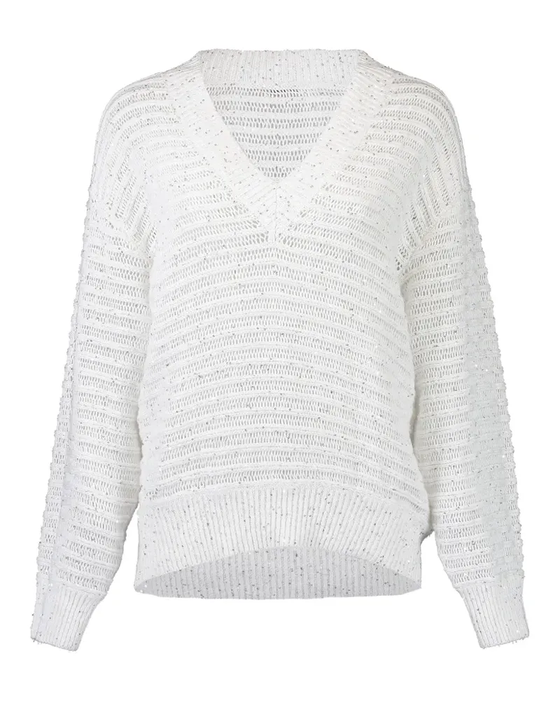 Brunello Cucinelli Bestickter Pullover - Weiß Weiß