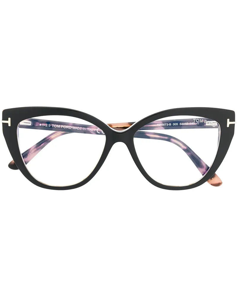Tom Ford Cat-Eye-Brille in Schildpattoptik - Schwarz Schwarz