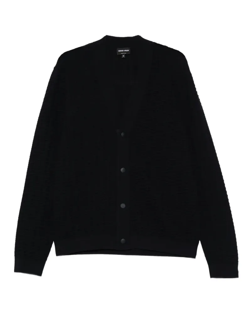 Giorgio Armani textured buttoned cardigan - Blau Blau