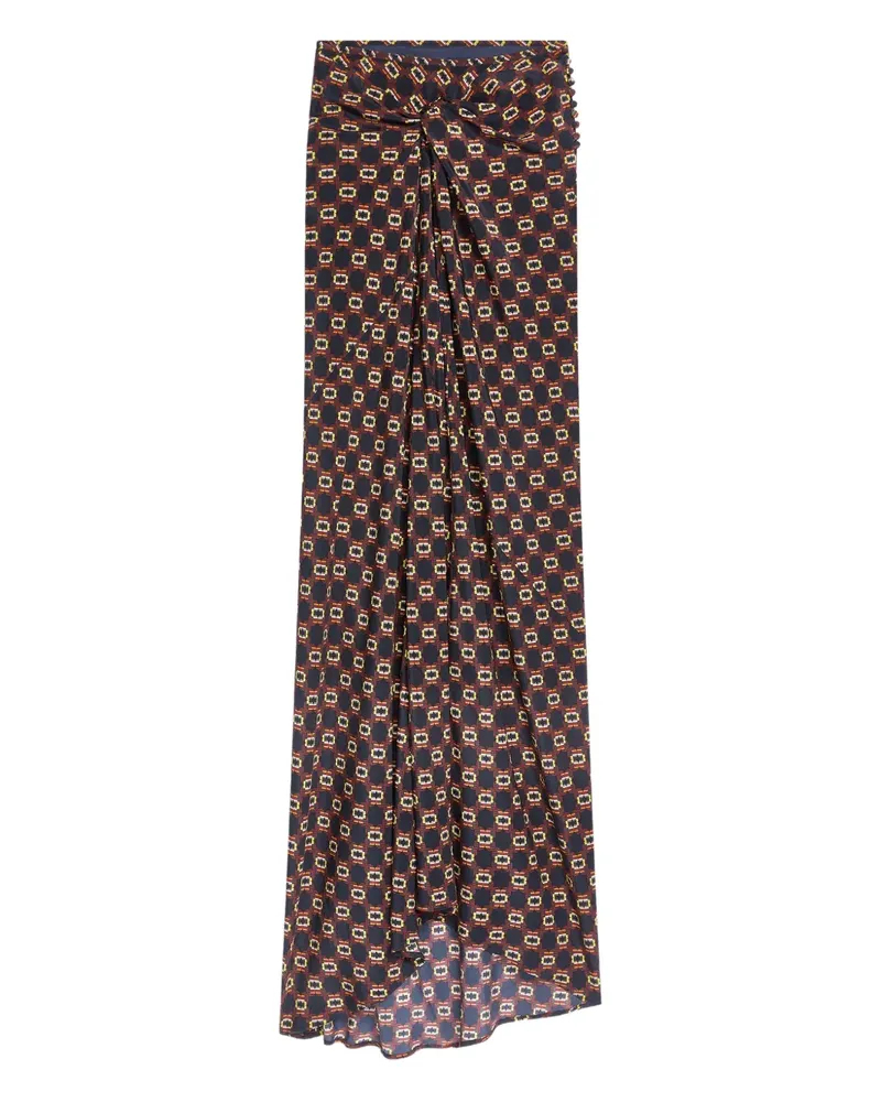 Dries van Noten Drapierter Maxirock mit Krawatten-Print - Braun Braun