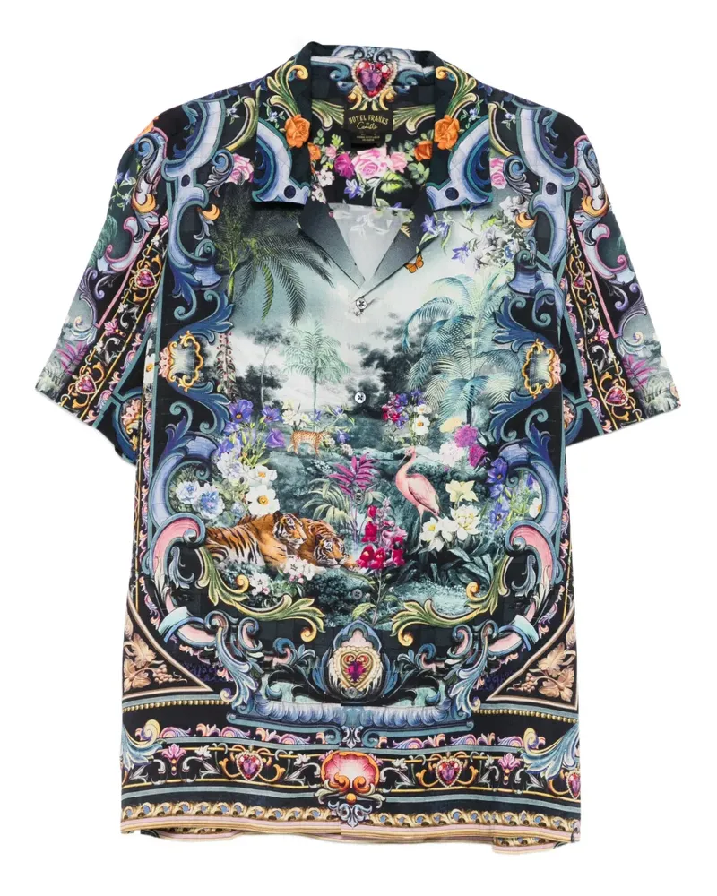 Camilla Hemd mit Barock-Print - Schwarz Schwarz