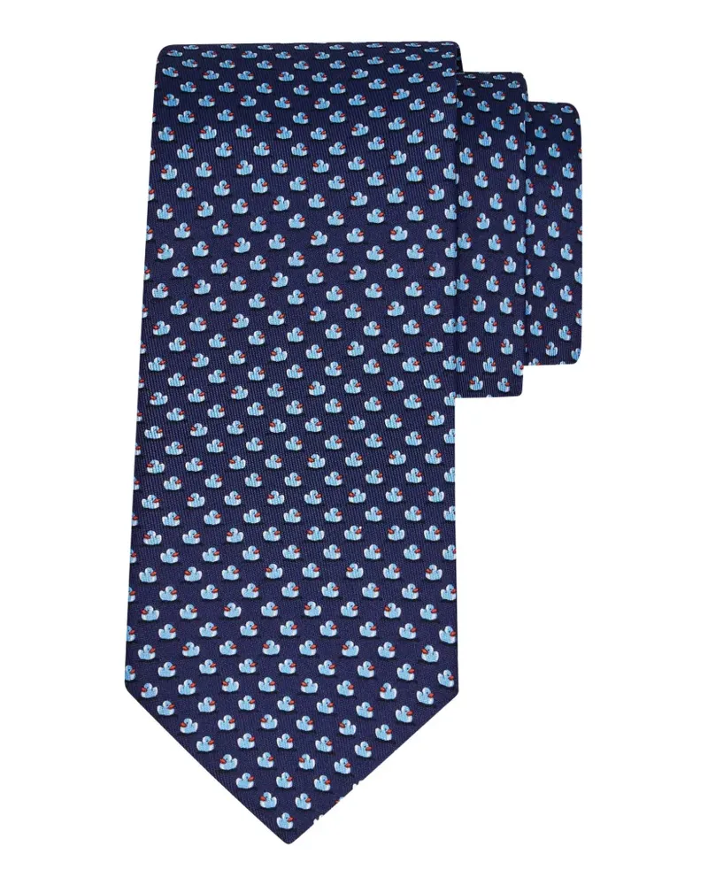 Ferragamo Seidenkrawatte mit Duckies-Print - Blau Blau