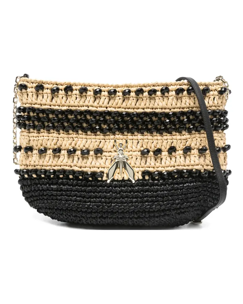 Patrizia Pepe beaded raffia shoulder bag - Nude Nude