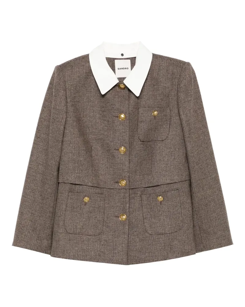 Sandro Jacke mit Hahnentrittmuster - Braun Braun