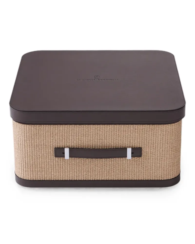 Brunello Cucinelli Picknick-Set aus Techno-Baumwollbox mit Leder- und Raffiabast-Effekt - Nude Nude