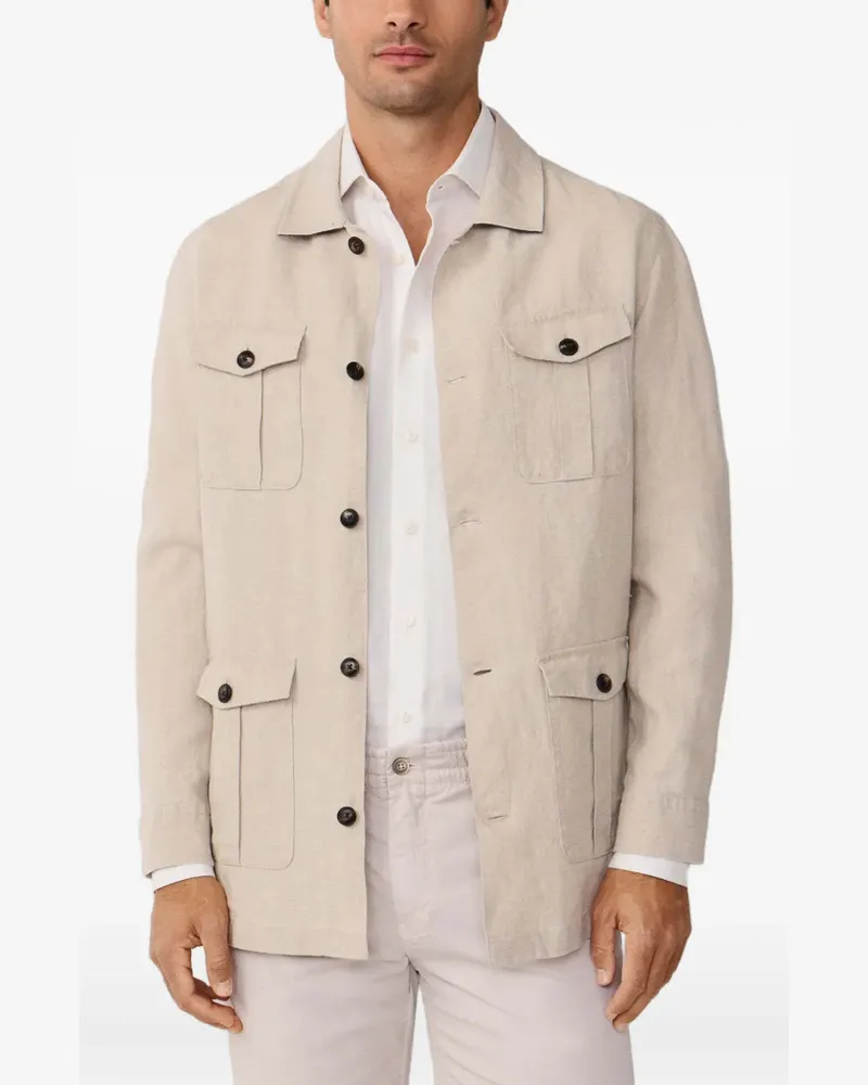 Hackett Leinenjacke mit vier Taschen - Nude Nude