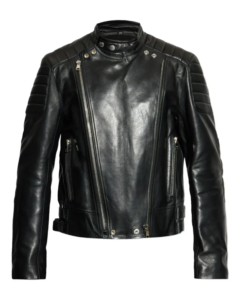 Balmain Klassische Lederjacke - Schwarz Schwarz