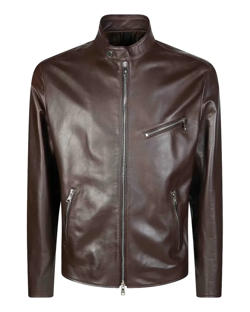 Tagliatore zip leather jacket - Braun Braun