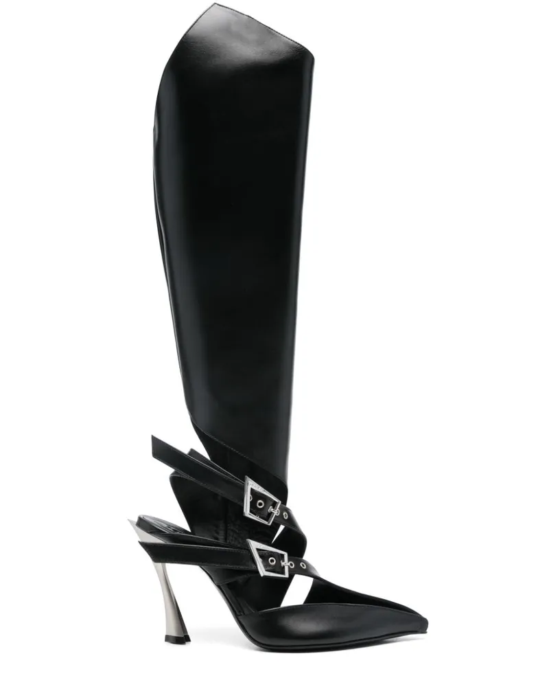 Thierry Mugler Stiefel mit Schnalle 95mm - Schwarz Schwarz