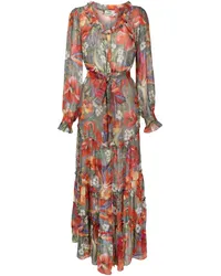 Amir Slama Seidenkleid mit Blumen-Print Grau