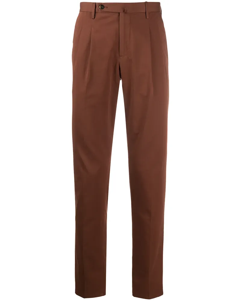 PT TORINO Gerade Bundfaltenhose - Braun Braun