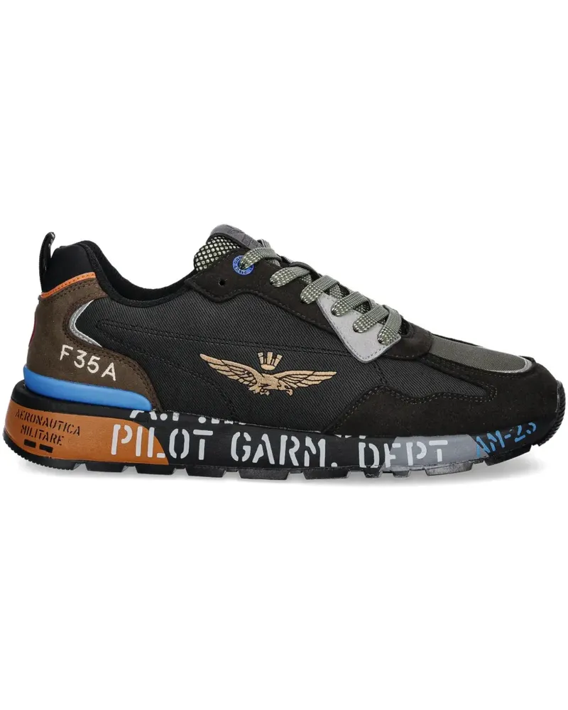 Aeronautica Militare lettering-print sneakers - Schwarz Schwarz