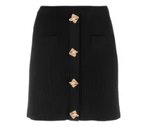 Geknöpfter Bleistiftrock - Schwarz