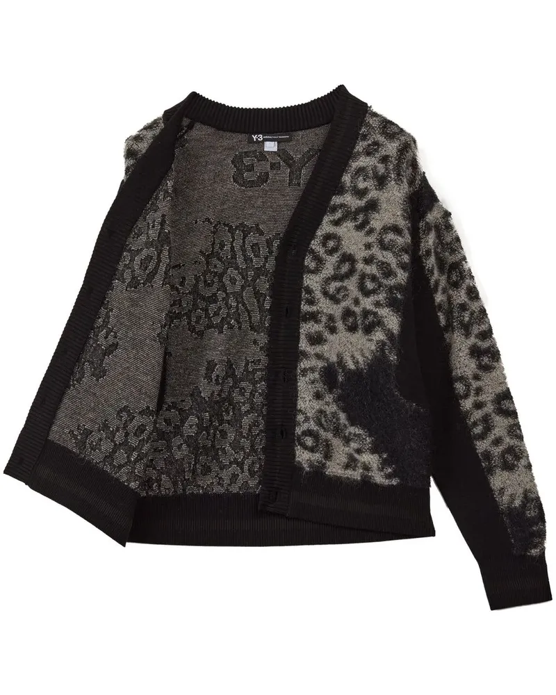 Y-3 Cardigan mit Leoparden-Print - Grau Grau