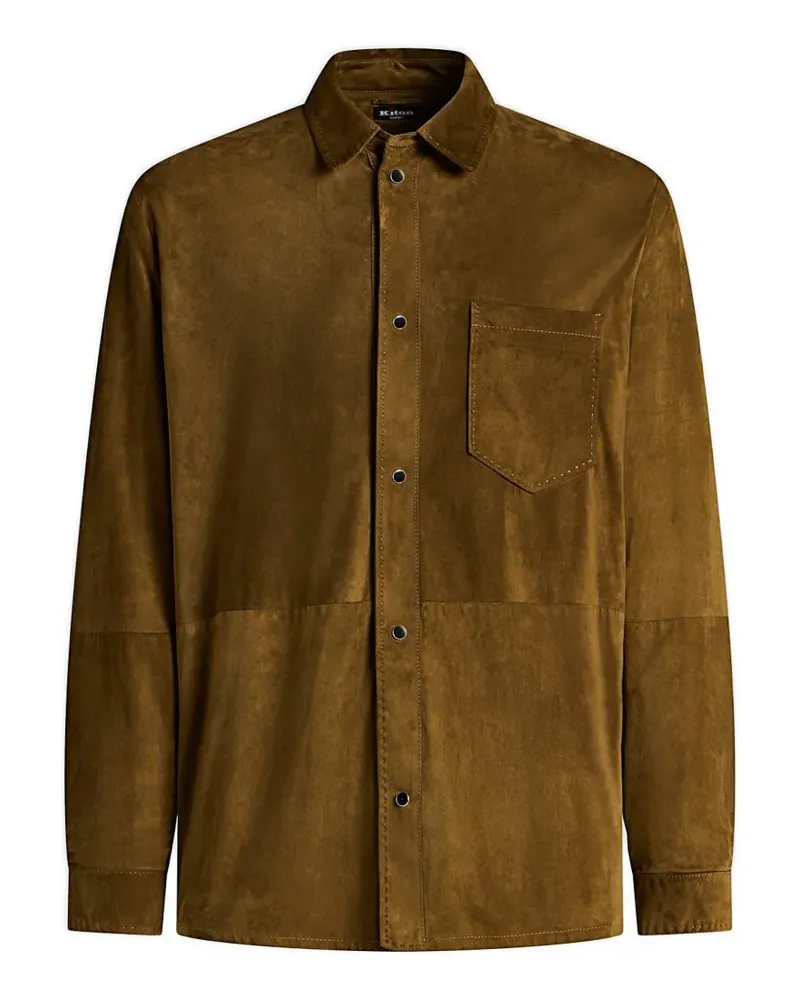 Kiton Klassische Lederjacke - Braun Braun