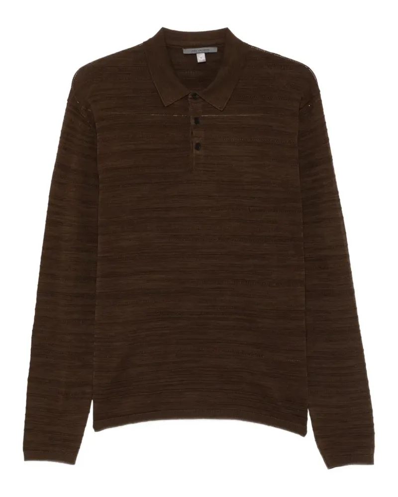 John Varvatos textured long-sleeve polo shirt - Braun Braun