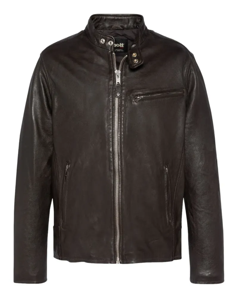 Schott N.Y.C Lederjacke mit Reißverschluss - Braun Braun