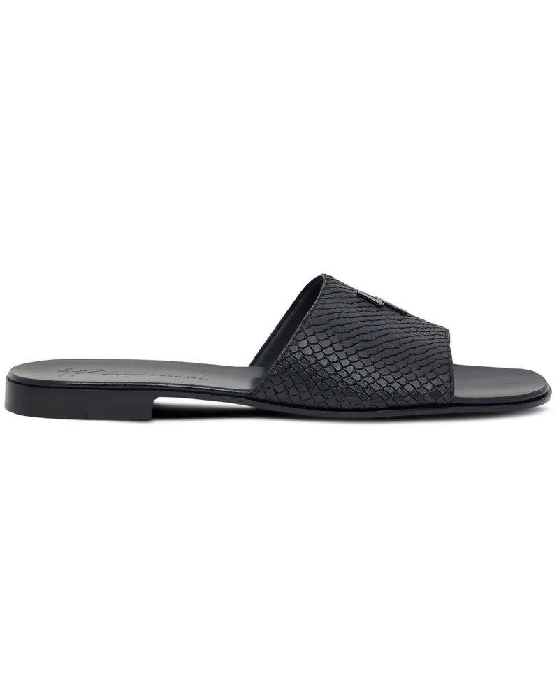 Giuseppe Zanotti Darrin Pantoletten mit Logo-Schild - Schwarz Schwarz