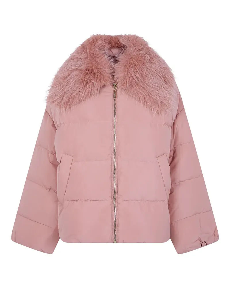 Twin-Set faux-fur collar padded jacket - Rosa Rosa