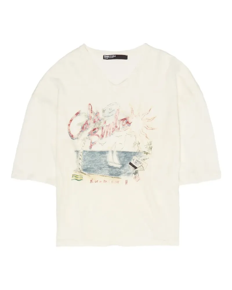BIMBA Y LOLA Cala T-Shirt mit V-Ausschnitt - Nude Nude