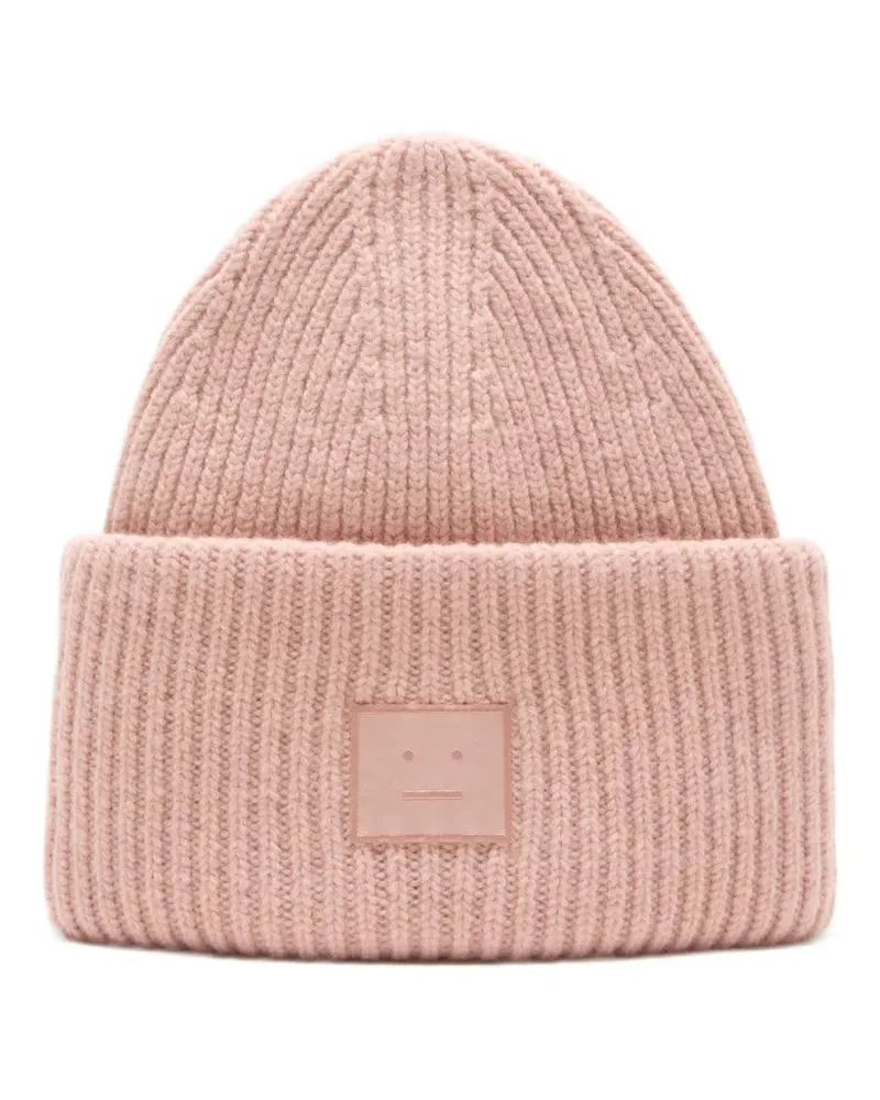 Acne Studios Face Beanie mit Logo - Rosa Rosa