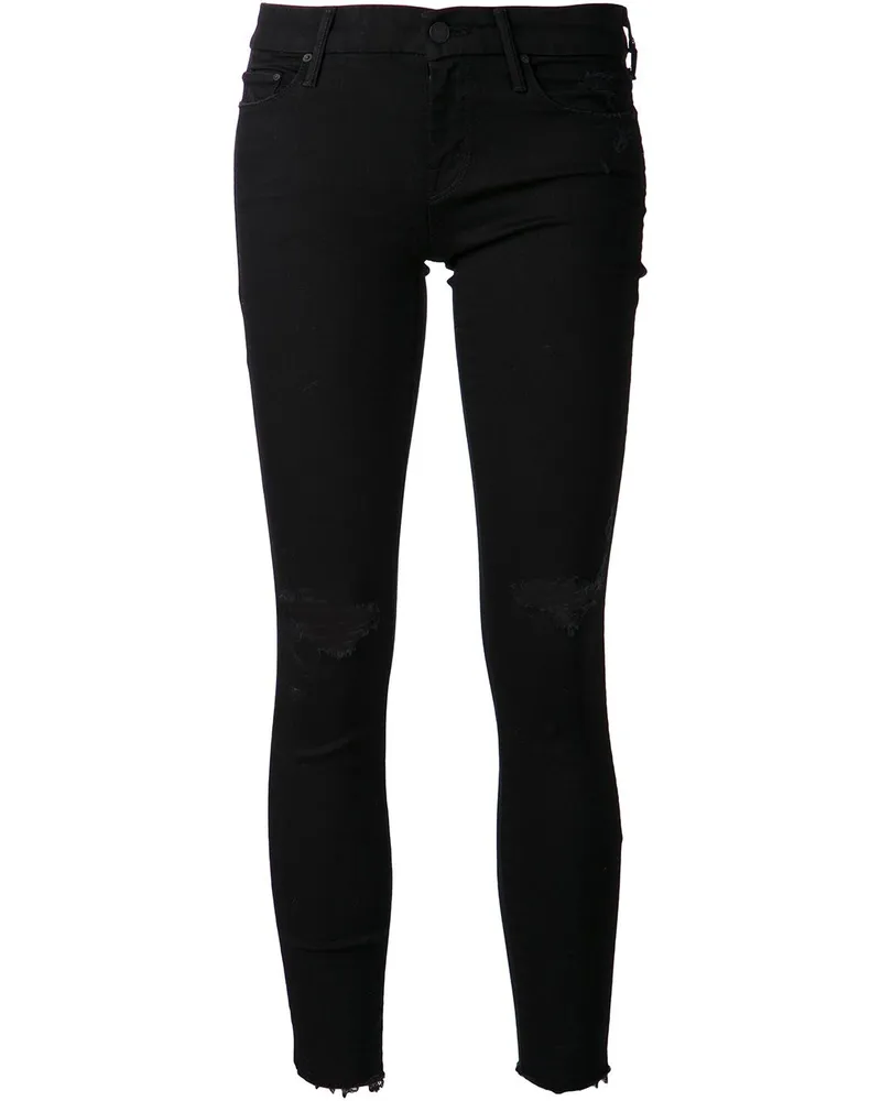 Mother Looker' Jeans mit ausgefranstem Saum - Schwarz Schwarz