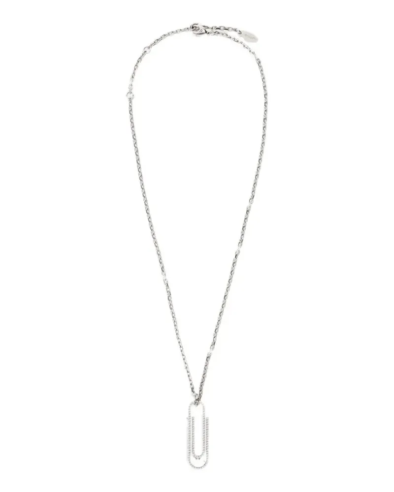 OFF-WHITE strass-set paperclip necklace - Silber Silber